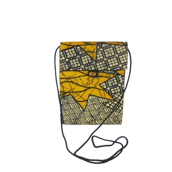Crossbody African Fabric Handbag Purse Vintage Strap Ghana 100 Cotton - Picture 1 of 12